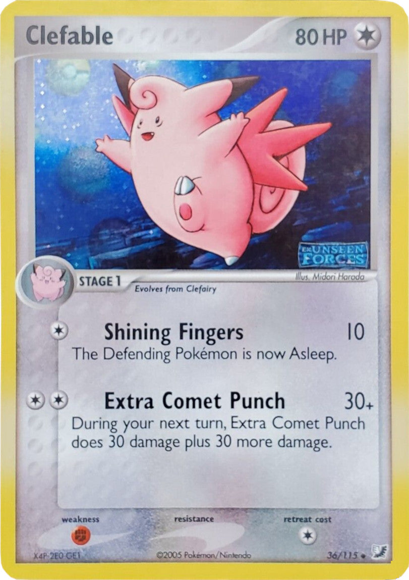 Clefable (36/115) (Stamped) [EX: Unseen Forces] | Gear Gaming Bentonville