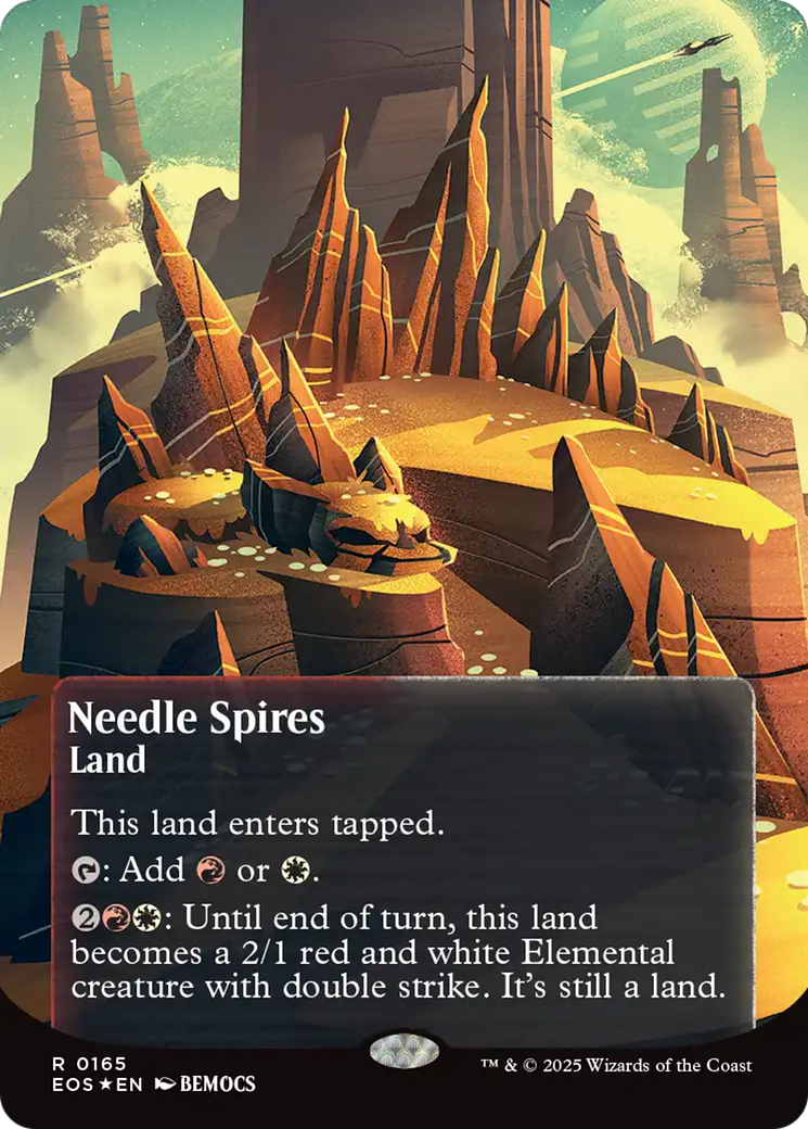 Needle Spires (0165) (Borderless) (Galaxy Foil) [Edge of Eternities: Stellar Sights] | Gear Gaming Bentonville