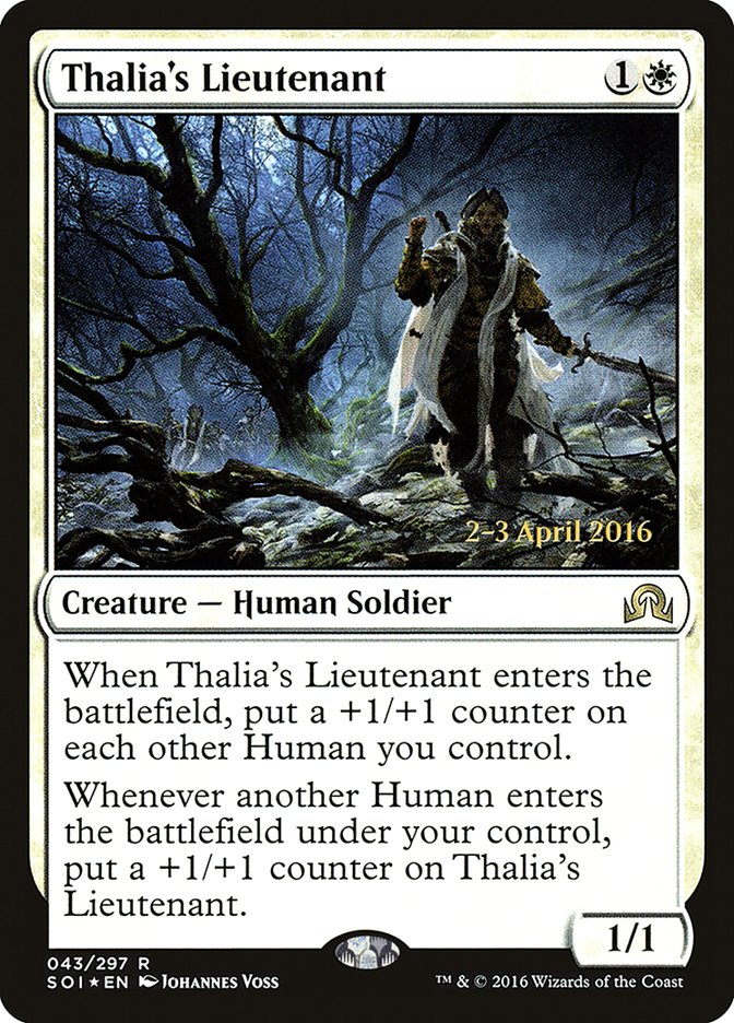 Thalia's Lieutenant [Shadows over Innistrad Prerelease Promos] | Gear Gaming Bentonville