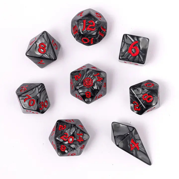 Wyrmforged Rollers-  Rounded edge 8-piece Polyhedral Dice Set: Iron Golem | Gear Gaming Bentonville