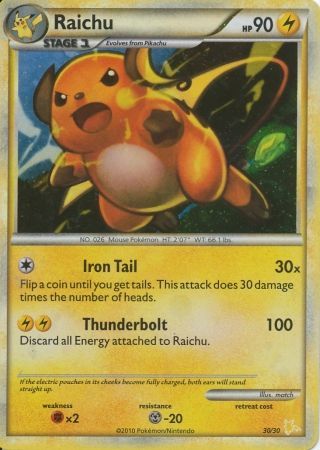 Raichu (30/30) [HeartGold & SoulSilver: Trainer Kit - Raichu] | Gear Gaming Bentonville