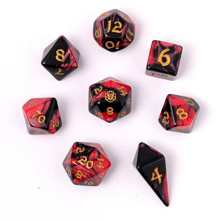 Wyrmforged Rollers-  Rounded edge 8-piece Polyhedral Dice Set: Blood Pact | Gear Gaming Bentonville