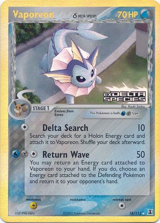 Vaporeon (18/113) (Delta Species) (Stamped) [EX: Delta Species] | Gear Gaming Bentonville