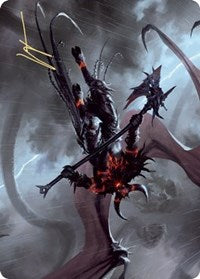 Burning-Rune Demon Art Card (Gold-Stamped Signature) [Kaldheim Art Series] | Gear Gaming Bentonville