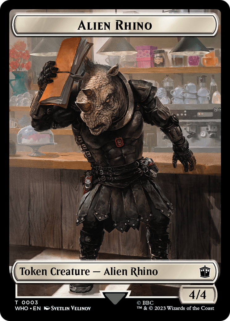 Alien Rhino // Alien Salamander Double-Sided Token (Surge Foil) [Doctor Who Tokens] | Gear Gaming Bentonville