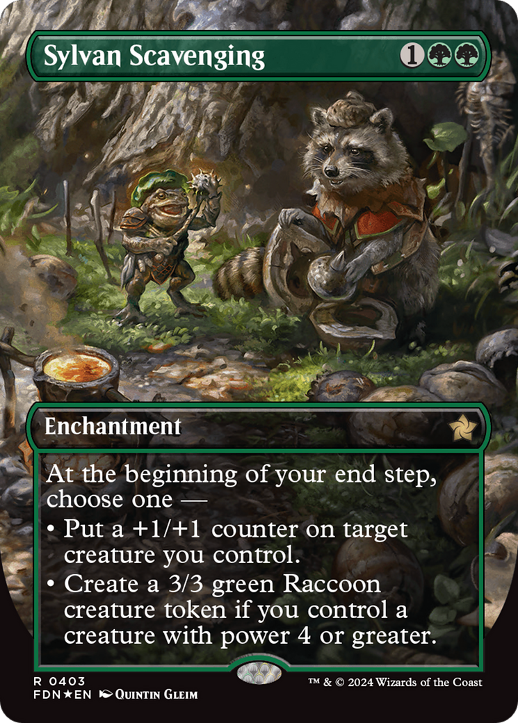 Sylvan Scavenging (Borderless) (Mana Foil) [Foundations] | Gear Gaming Bentonville