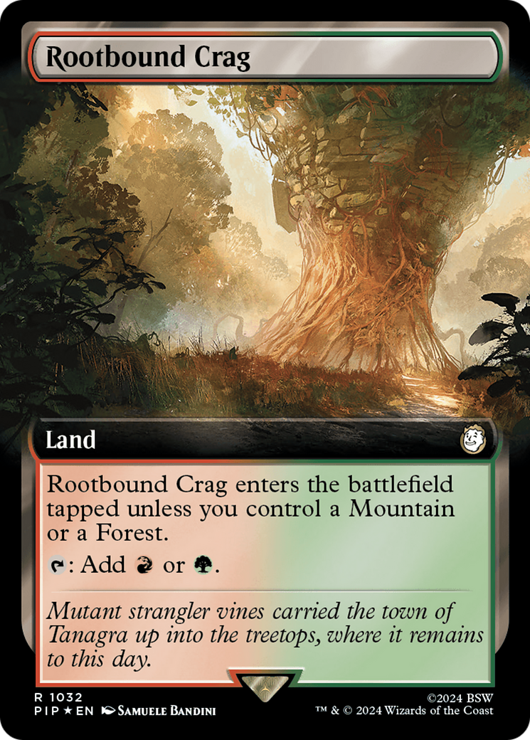Rootbound Crag (Extended Art) (Surge Foil) [Fallout] | Gear Gaming Bentonville