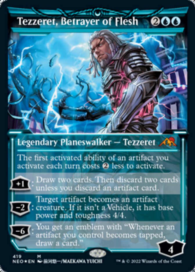 Tezzeret, Betrayer of Flesh (Showcase) (Foil Etched) [Kamigawa: Neon Dynasty] | Gear Gaming Bentonville