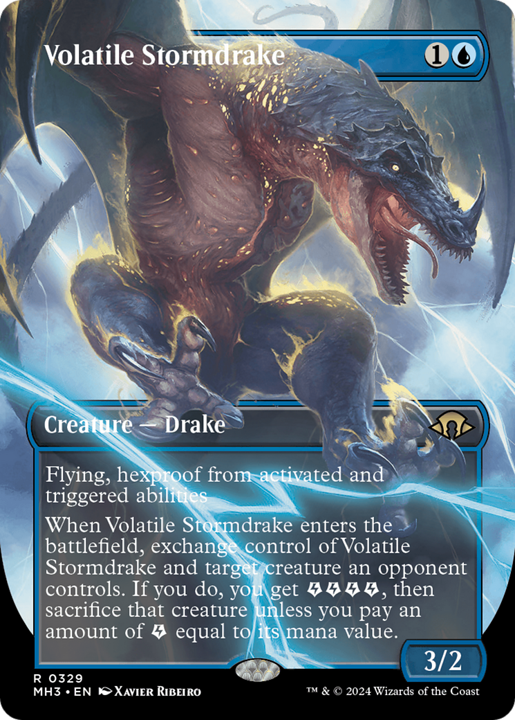 Volatile Stormdrake (Borderless) [Modern Horizons 3] | Gear Gaming Bentonville