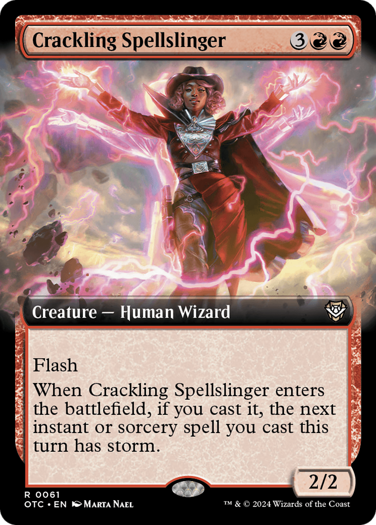 Crackling Spellslinger (Extended Art) [Outlaws of Thunder Junction Commander] | Gear Gaming Bentonville