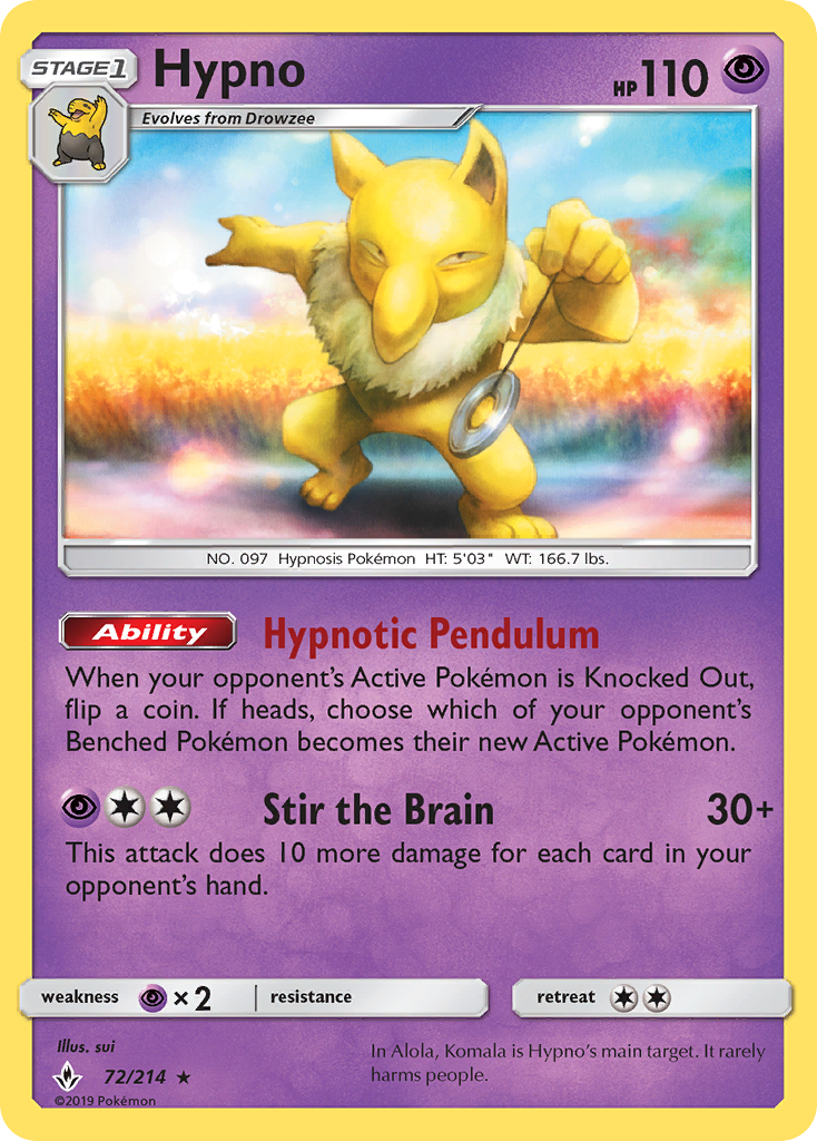Hypno (72/214) [Sun & Moon: Unbroken Bonds] | Gear Gaming Bentonville