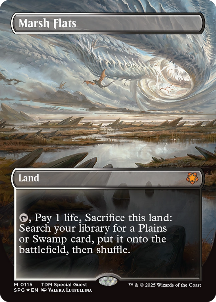 Marsh Flats (Borderless) (Dragonscale Foil) [Tarkir: Dragonstorm Special Guests] | Gear Gaming Bentonville
