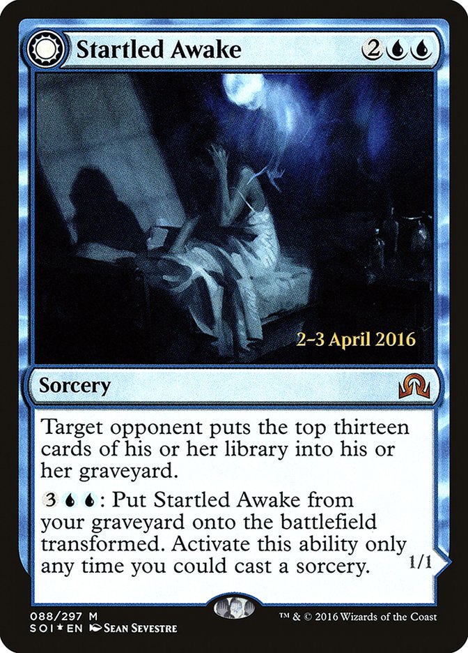 Startled Awake // Persistent Nightmare [Shadows over Innistrad Prerelease Promos] | Gear Gaming Bentonville