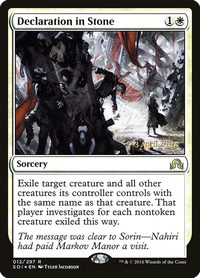 Declaration in Stone [Shadows over Innistrad Prerelease Promos] | Gear Gaming Bentonville