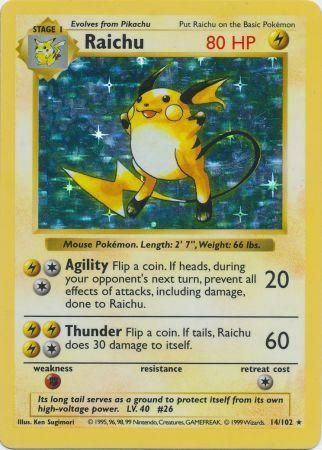 Raichu (14/102) [Base Set Shadowless Unlimited] | Gear Gaming Bentonville