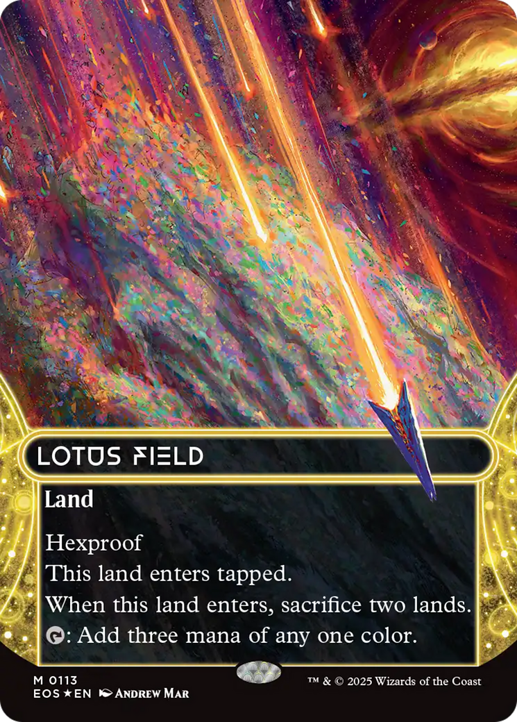 Lotus Field (0113) (Borderless) (Galaxy Foil) [Edge of Eternities: Stellar Sights] | Gear Gaming Bentonville