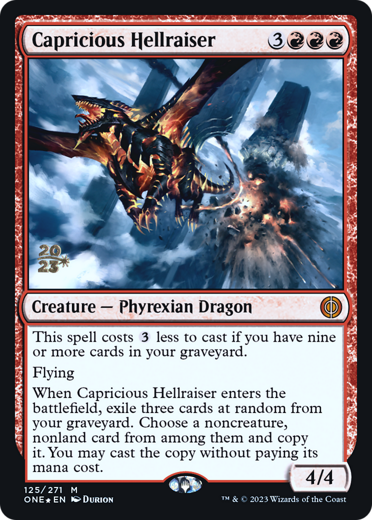Capricious Hellraiser [Phyrexia: All Will Be One Prerelease Promos] | Gear Gaming Bentonville