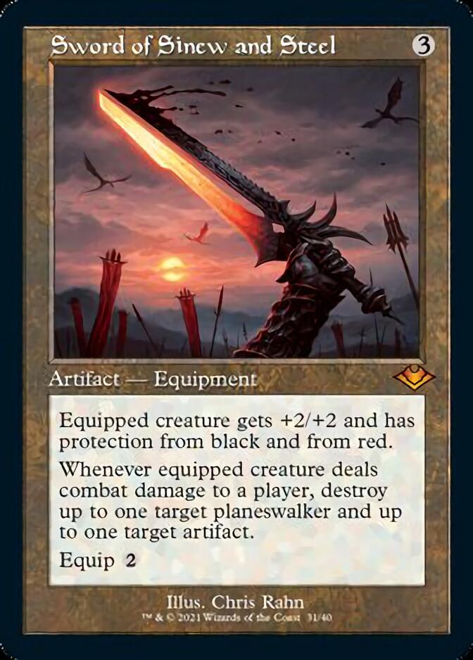 Sword of Sinew and Steel (Retro Foil Etched) [Modern Horizons] | Gear Gaming Bentonville