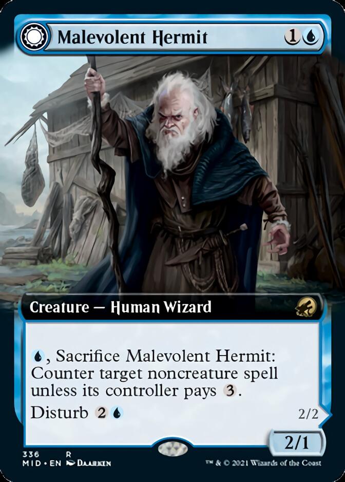 Malevolent Hermit // Benevolent Geist (Extended Art) [Innistrad: Midnight Hunt] | Gear Gaming Bentonville