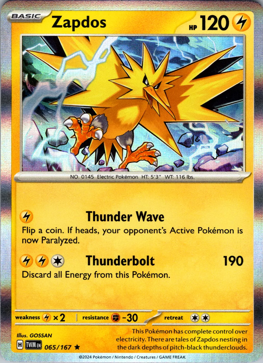 Zapdos (065/167) [Scarlet & Violet: Twilight Masquerade] | Gear Gaming Bentonville