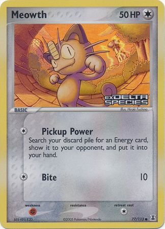Meowth (77/113) (Stamped) [EX: Delta Species] | Gear Gaming Bentonville