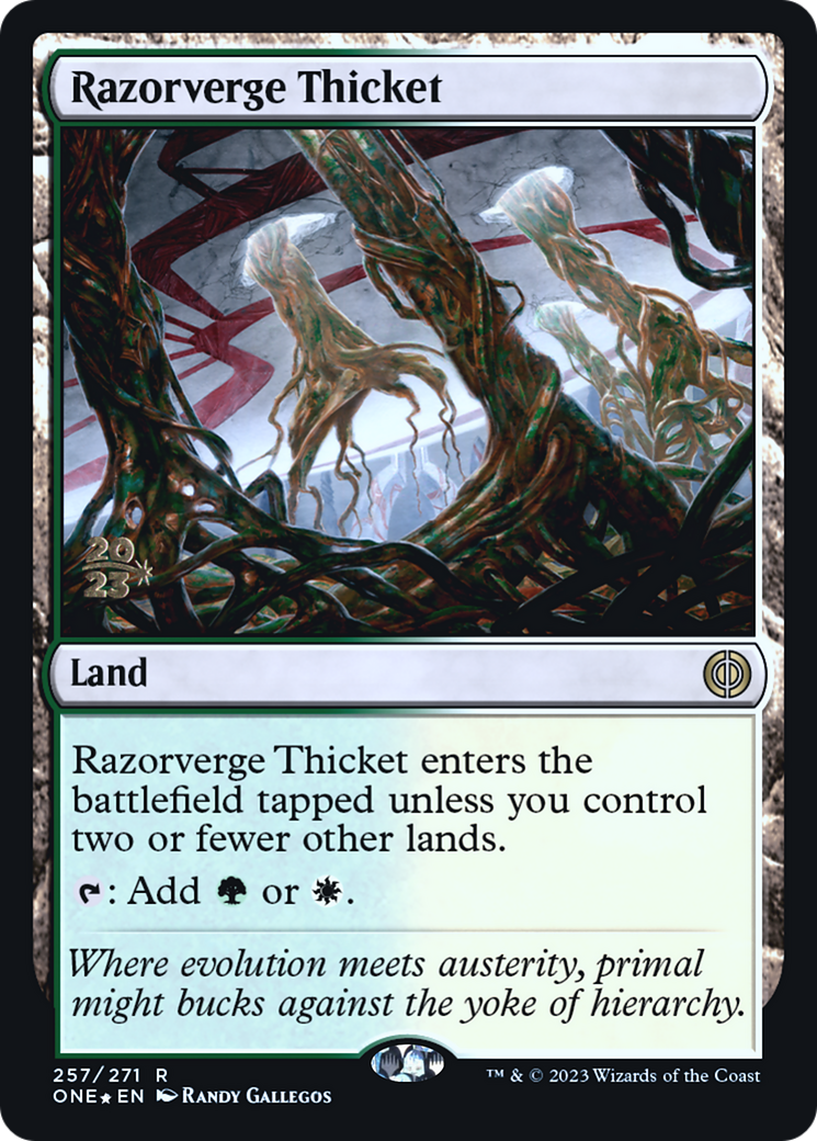 Razorverge Thicket [Phyrexia: All Will Be One Prerelease Promos] | Gear Gaming Bentonville