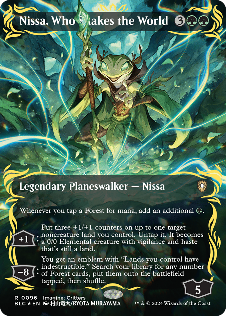 Nissa, Who Shakes the World (Borderless) (Raised Foil) [Bloomburrow Commander] | Gear Gaming Bentonville