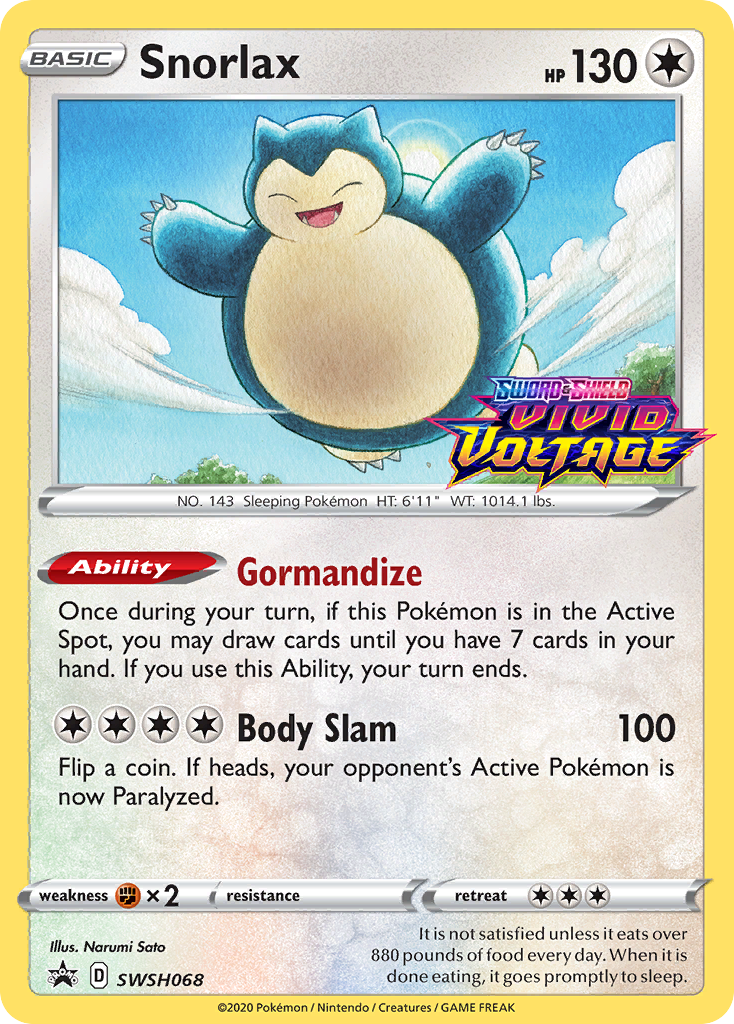 Snorlax (SWSH068) (Prerelease Promo) [Sword & Shield: Black Star Promos] | Gear Gaming Bentonville