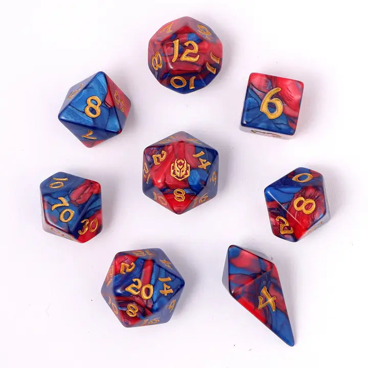 Wyrmforged Rollers-  Rounded edge 8-piece Polyhedral Dice Set: Stormcaller | Gear Gaming Bentonville