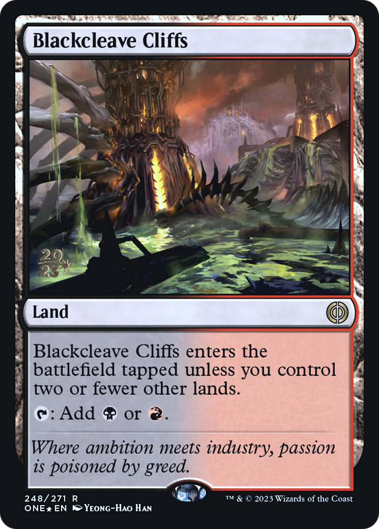 Blackcleave Cliffs [Phyrexia: All Will Be One Prerelease Promos] | Gear Gaming Bentonville