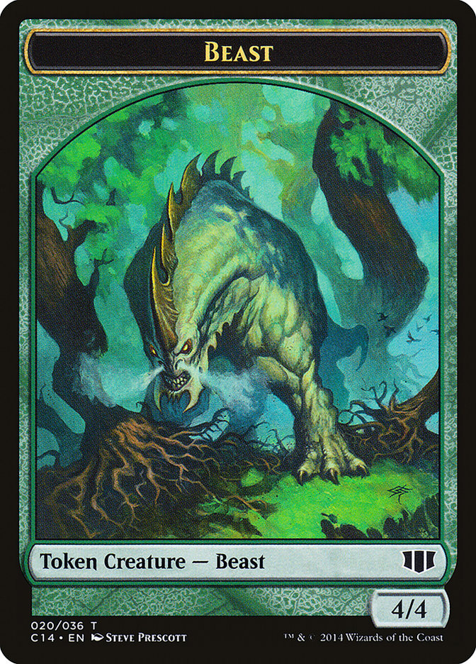 Elf Druid // Beast (020/036) Double-Sided Token [Commander 2014 Tokens] | Gear Gaming Bentonville
