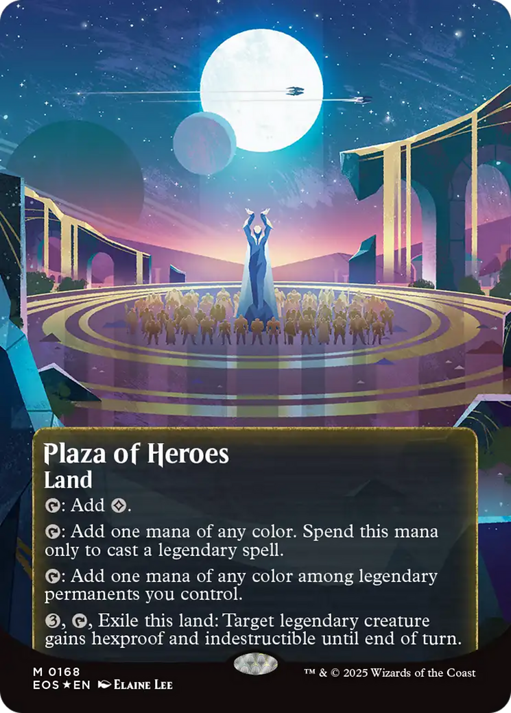 Plaza of Heroes (0168) (Borderless) (Galaxy Foil) [Edge of Eternities: Stellar Sights] | Gear Gaming Bentonville