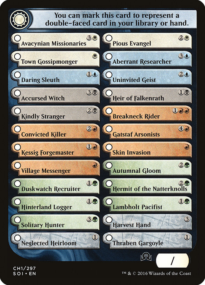 Shadows Over Innistrad Checklist 1 [Shadows over Innistrad Tokens] | Gear Gaming Bentonville