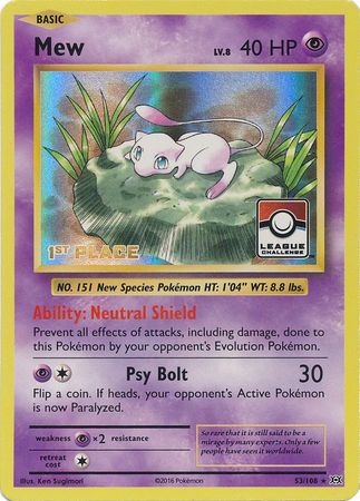 Mew (53/108) (League Promo 1st Place) [XY: Evolutions] | Gear Gaming Bentonville