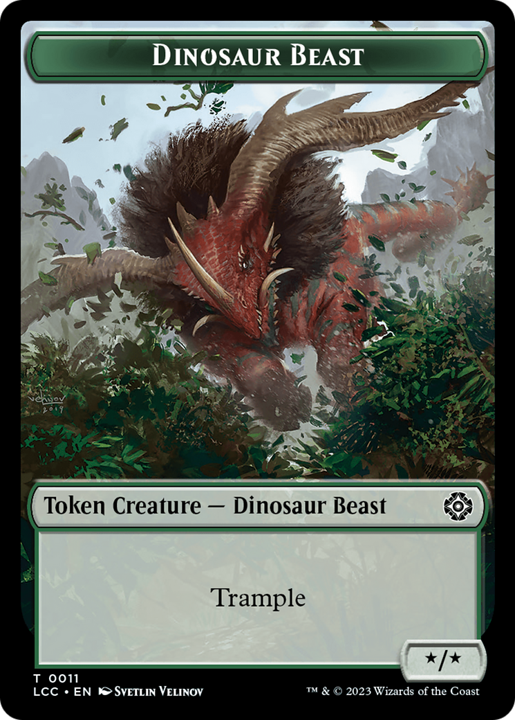 Dinosaur Beast // Dinosaur Double-Sided Token [The Lost Caverns of Ixalan Commander Tokens] | Gear Gaming Bentonville