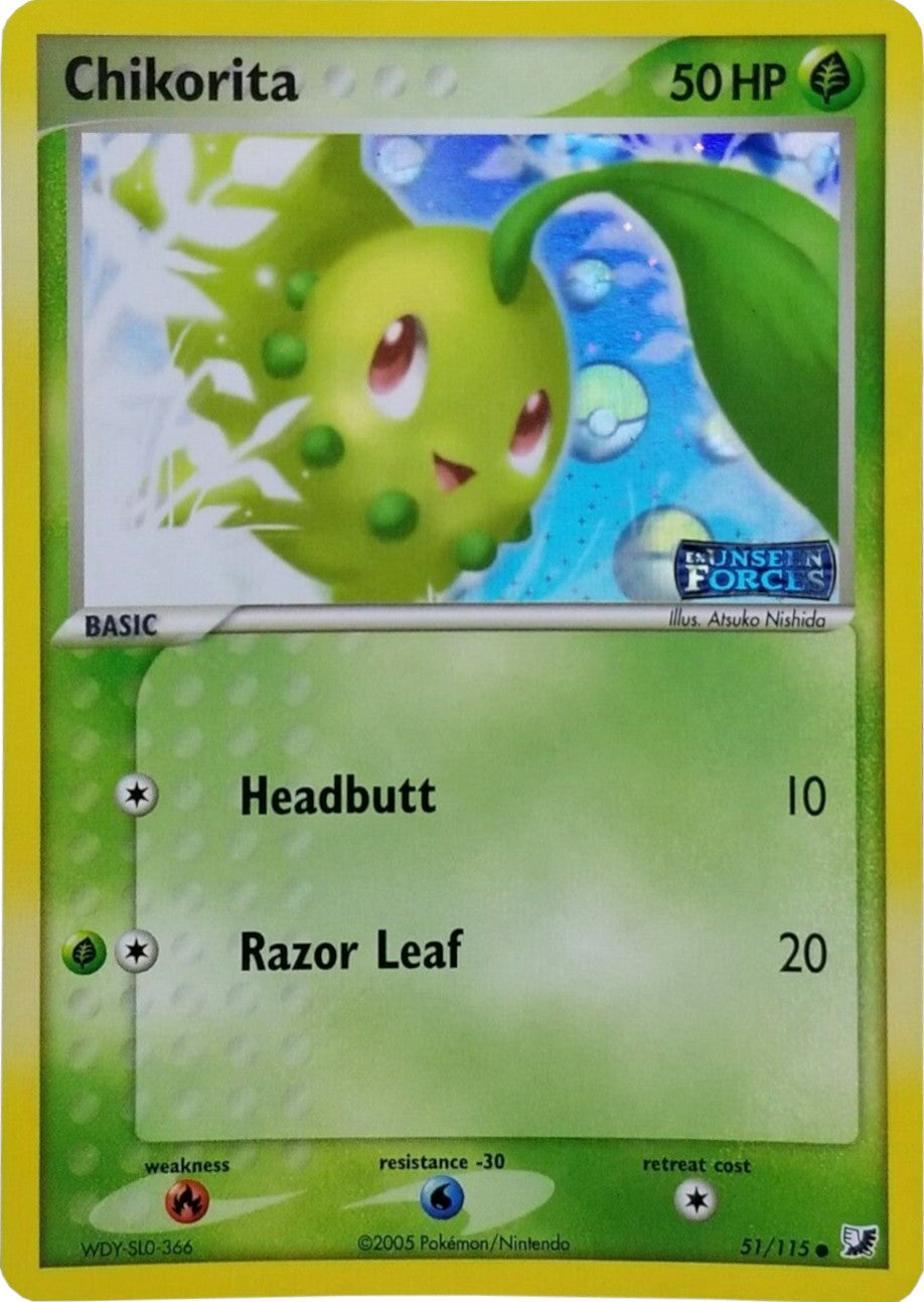 Chikorita (51/115) (Stamped) [EX: Unseen Forces] | Gear Gaming Bentonville