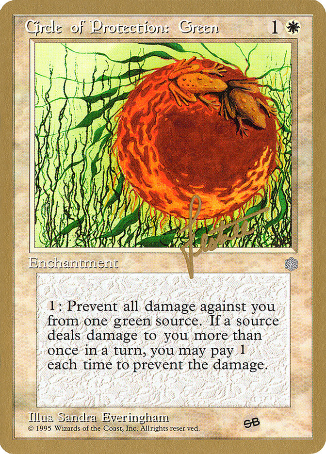 Circle of Protection: Green (Bertrand Lestree) (SB) (ICE) [Pro Tour Collector Set] | Gear Gaming Bentonville