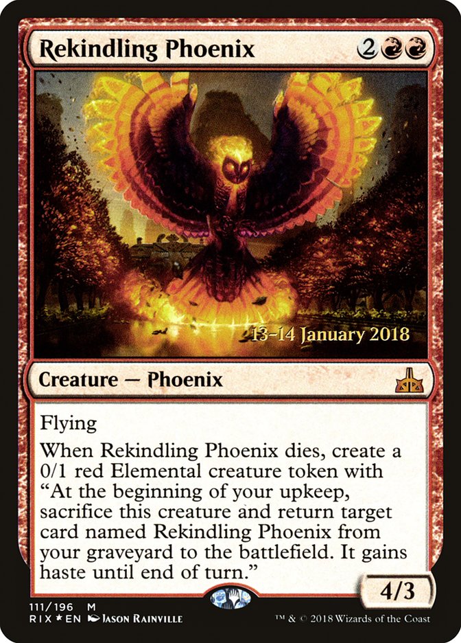 Rekindling Phoenix [Rivals of Ixalan Prerelease Promos] | Gear Gaming Bentonville