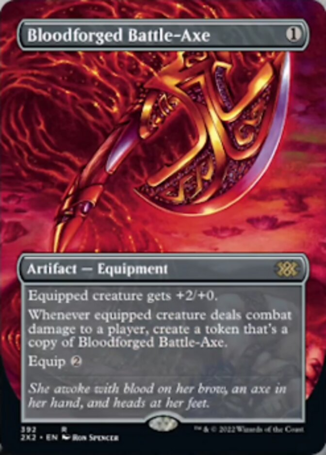 Bloodforged Battle-Axe (Borderless Alternate Art) [Double Masters 2022] | Gear Gaming Bentonville