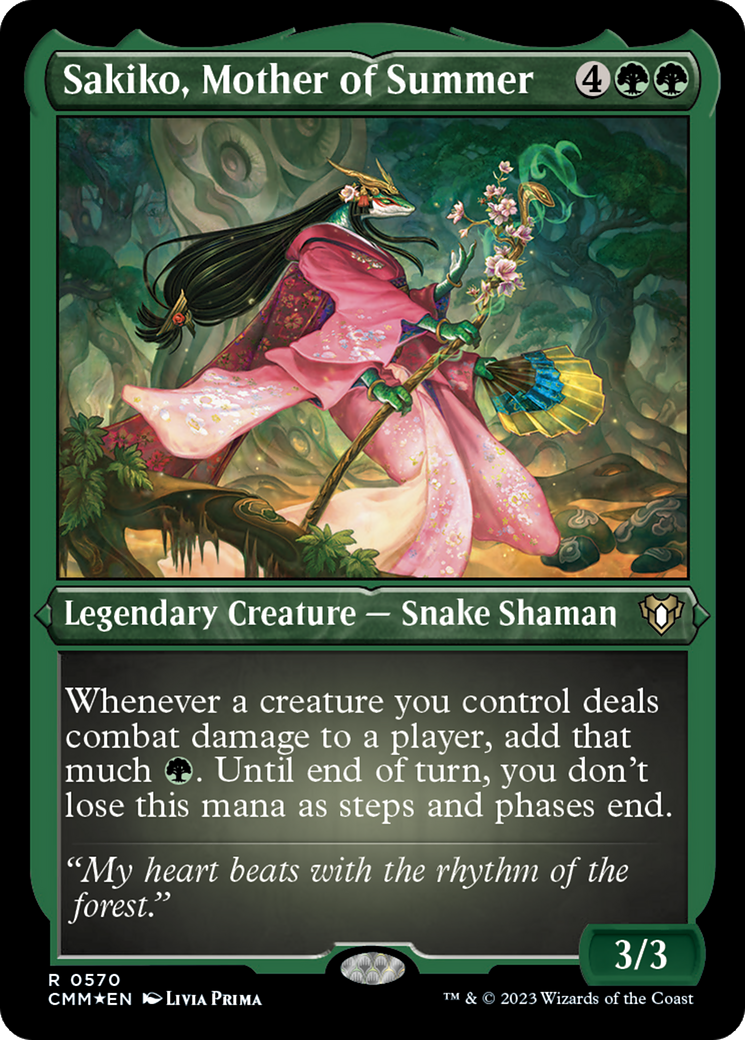 Sakiko, Mother of Summer (Foil Etched) [Commander Masters] | Gear Gaming Bentonville