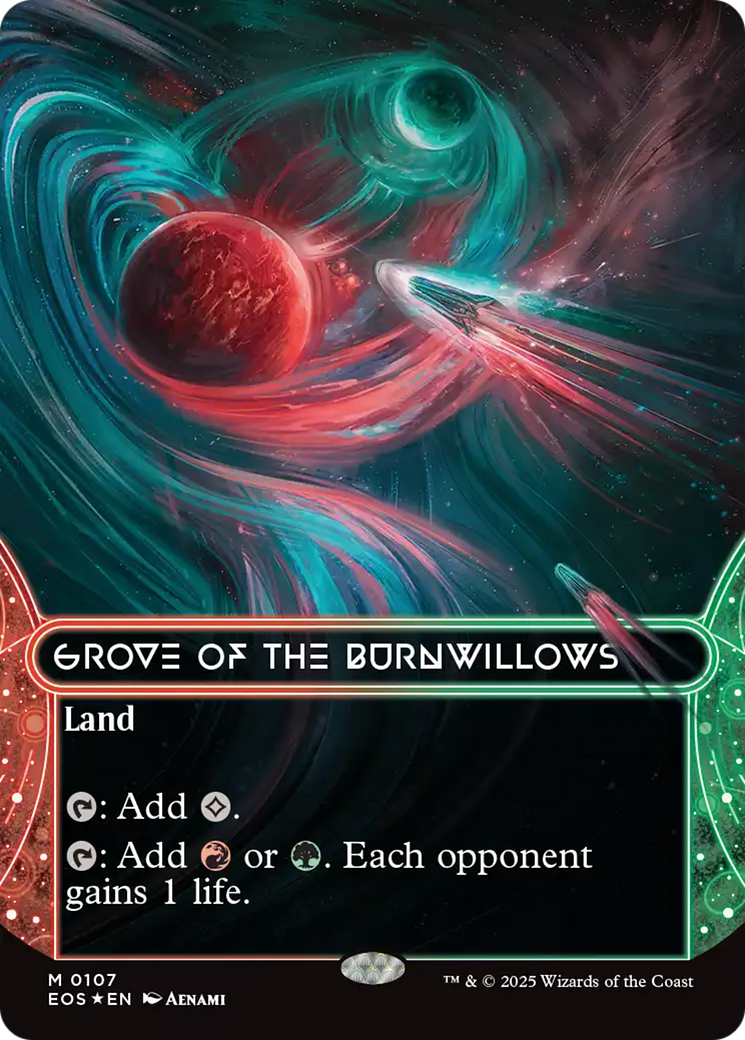 Grove of the Burnwillows (0107) (Borderless) (Galaxy Foil) [Edge of Eternities: Stellar Sights] | Gear Gaming Bentonville