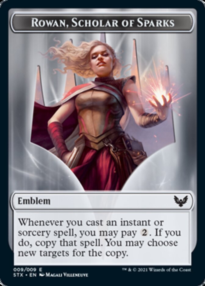 Elemental // Rowan, Scholar of Sparks Emblem Double-Sided Token [Strixhaven: School of Mages Tokens] | Gear Gaming Bentonville