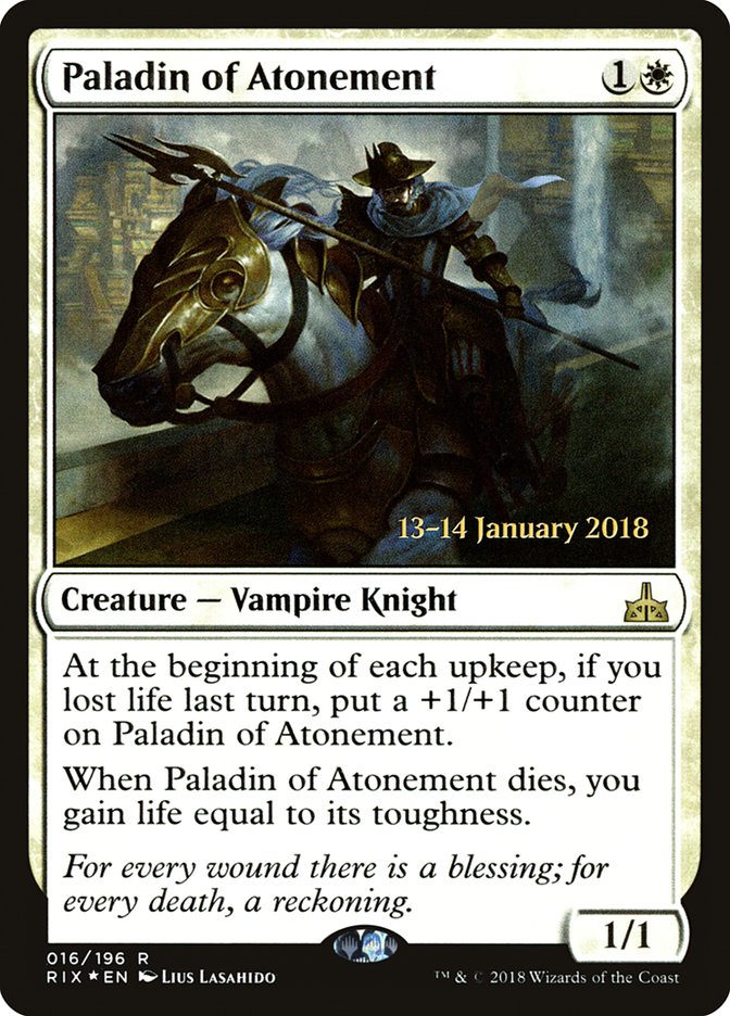 Paladin of Atonement [Rivals of Ixalan Prerelease Promos] | Gear Gaming Bentonville