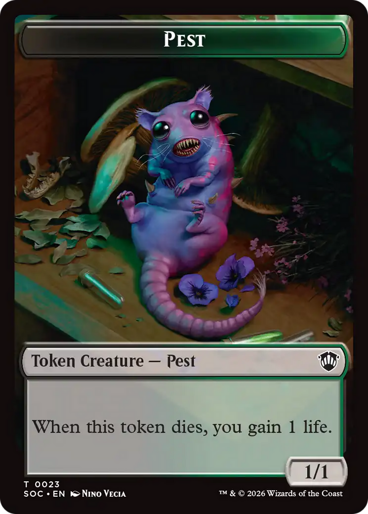 Saproling // Pest (0023) Double-Sided Token [Secrets of Strixhaven Commander Tokens] | Gear Gaming Bentonville
