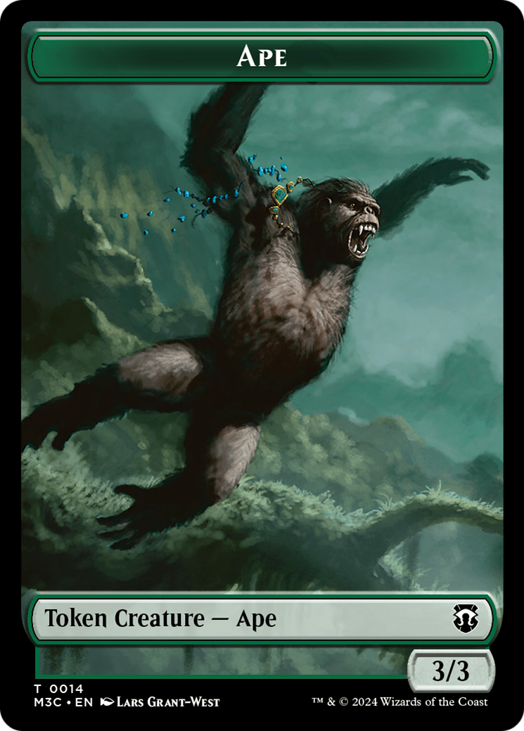 Ape (Ripple Foil) // Plant Double-Sided Token [Modern Horizons 3 Commander Tokens] | Gear Gaming Bentonville