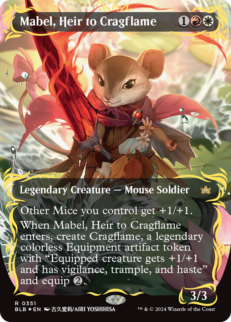 Mabel, Heir to Cragflame (Borderless) (Raised Foil) [Bloomburrow] | Gear Gaming Bentonville