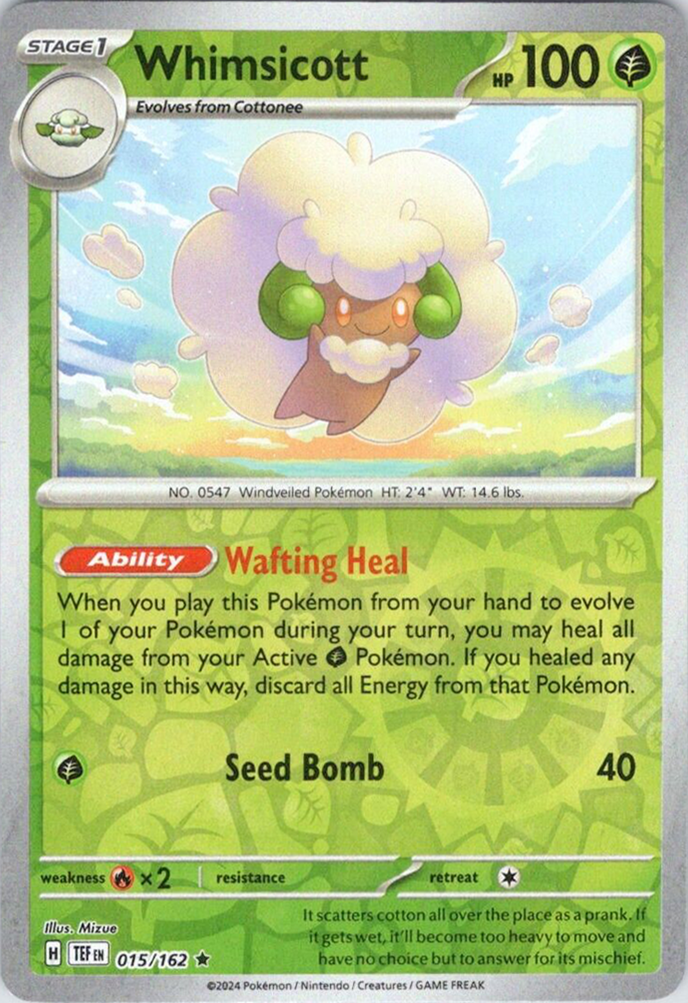 Whimsicott (015/162) [Scarlet & Violet: Temporal Forces] | Gear Gaming Bentonville