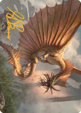 Ancient Gold Dragon Art Card (28) (Gold-Stamped Signature) [Commander Legends: Battle for Baldur's Gate Art Series] | Gear Gaming Bentonville