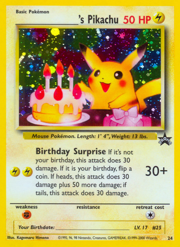 _____'s Pikachu (24) (Birthday Pikachu) [Wizards of the Coast: Black Star Promos] | Gear Gaming Bentonville