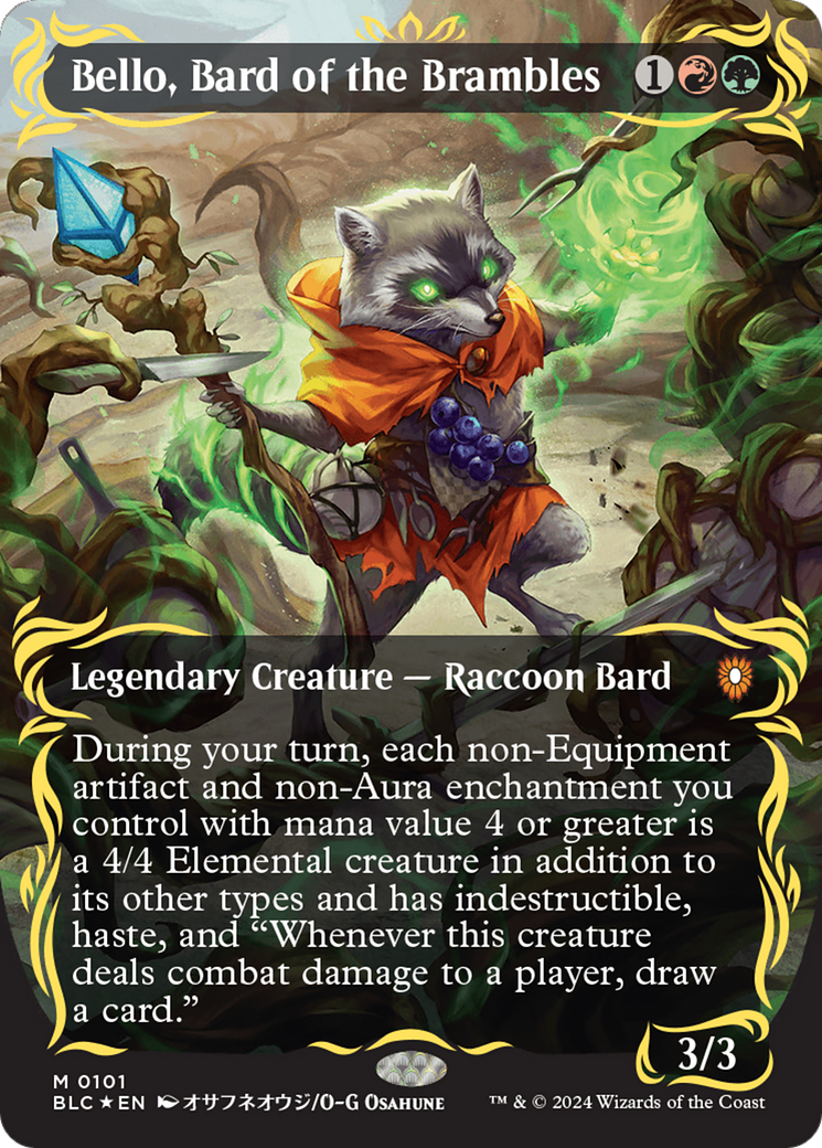 Bello, Bard of the Brambles (Borderless) (Raised Foil) [Bloomburrow Commander] | Gear Gaming Bentonville